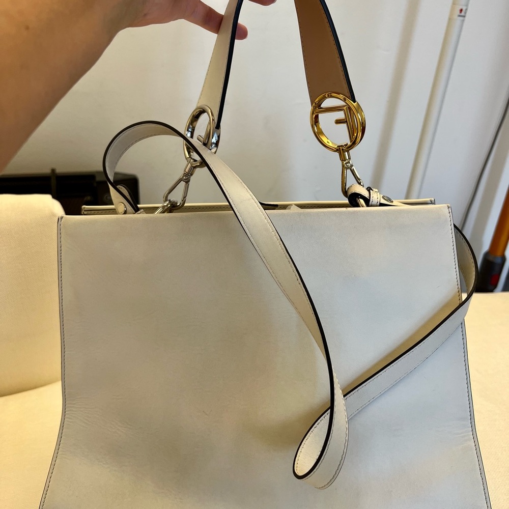 Fendi runway bag whipstitch Leather Neutral